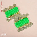 1 Pair Belly Dance Wrist Ankle Cuffs Bracelets Chiffon Gold Coin Belly Dance Costume Accessory Valentine's Day Gift Jewelry