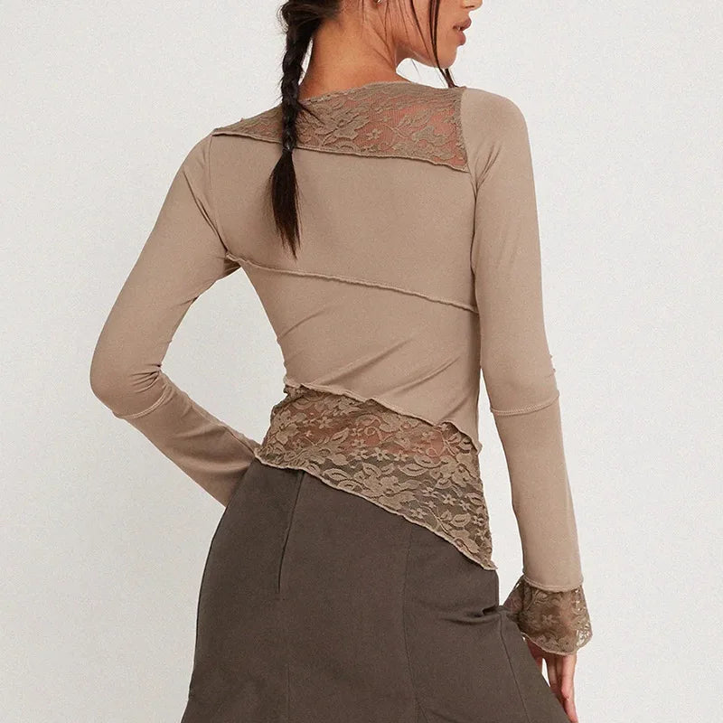 2025 New Latin Dance Top for Women Black Long Sleeve Lace Tight T-shirt Chacha Samba Modern Dance Training Performance Clothing