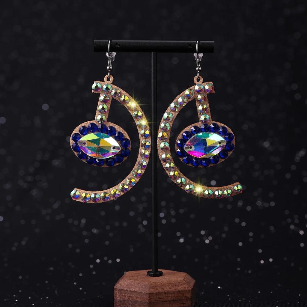 Adult  Belly Dance Earring Manual Diamond-Studded Eardrop Female Rhinestone Matching Exquisite Performance Accessories
