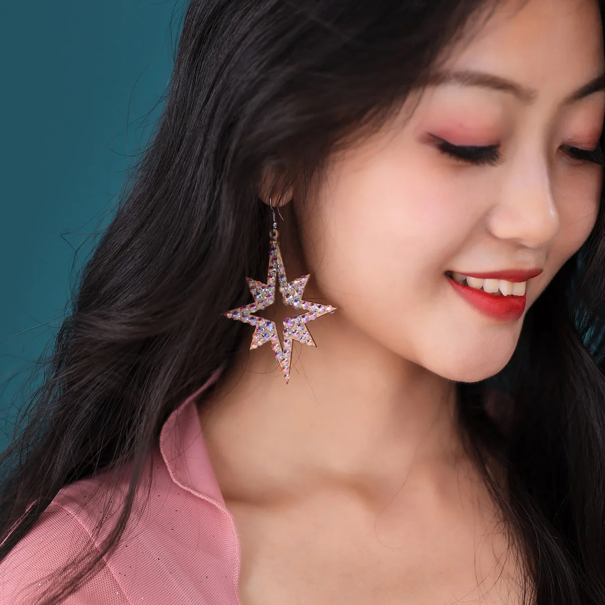 Adult  Belly Dance Earring Manual Diamond-Studded Eardrop Female Rhinestone Matching Exquisite Performance Accessories