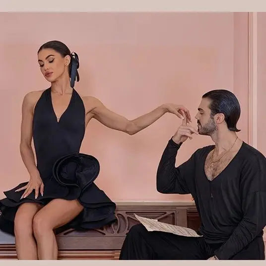 Adult Latin Dance Dress Costume for Women Black Backless Sleeveless Female Samba Cha-cha Training Competition Clothing 2025 New