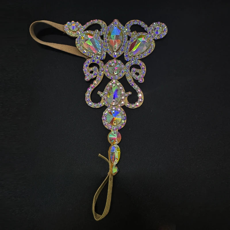 Belly Dance Clothing Accessories Women Belly Dance Stage Rhinestone Necklace Oriental Performance Anklet Earring Jewelry