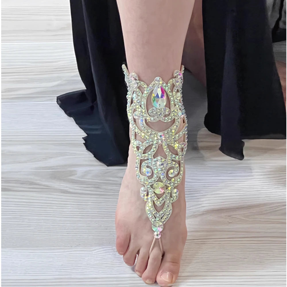 Belly Dance Clothing Accessories Women Belly Dance Stage Rhinestone Necklace Oriental Performance Anklet Earring Jewelry