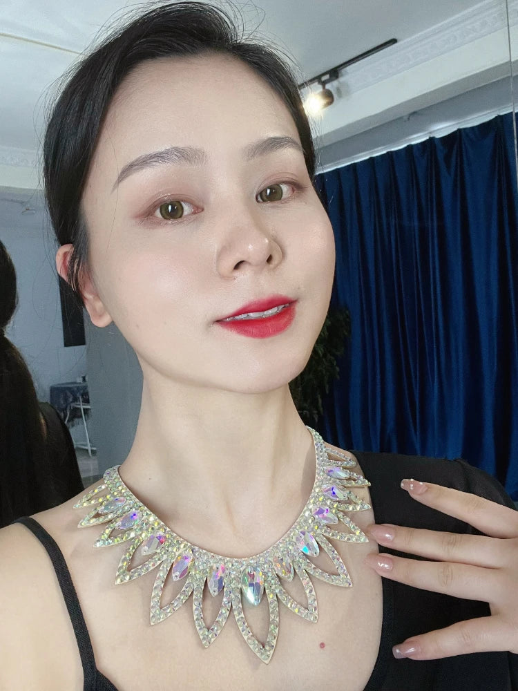 Belly Dance Clothing Accessories Women Belly Dance Stage Rhinestone Necklace Oriental Performance Anklet Earring Jewelry