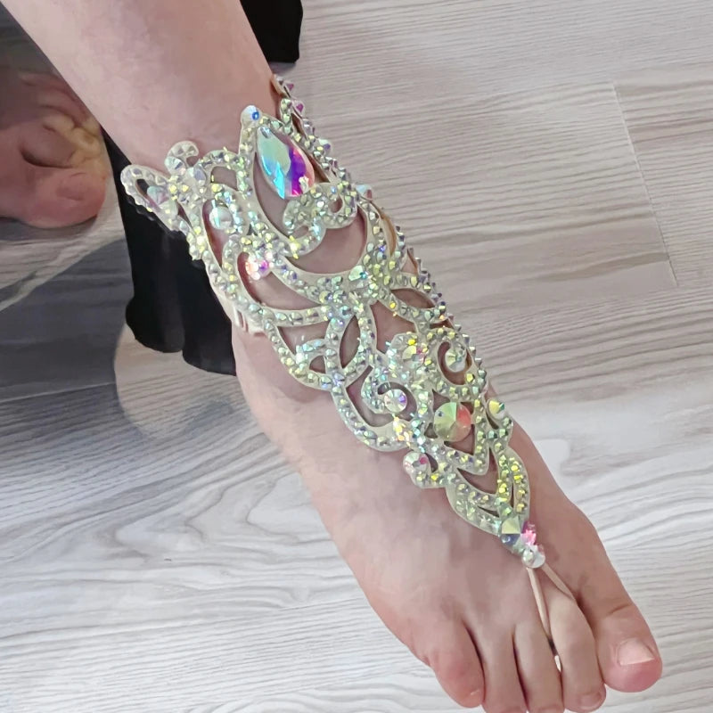 Belly Dance Clothing Accessories Women Belly Dance Stage Rhinestone Necklace Oriental Performance Anklet Earring Jewelry