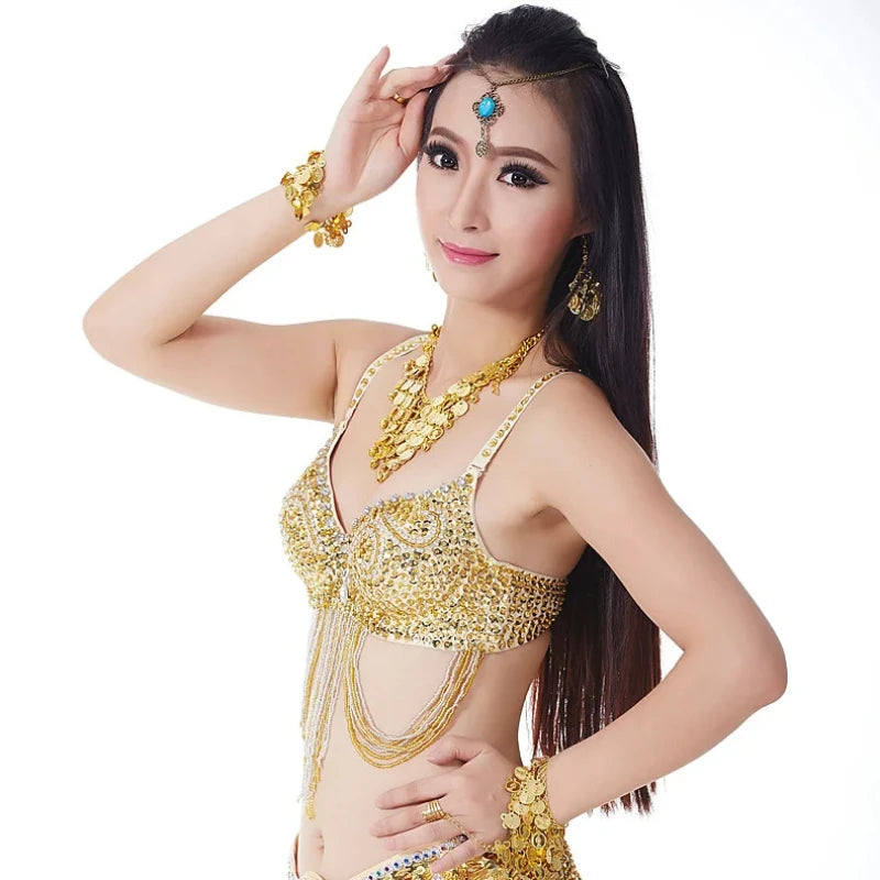 Belly Dance Costumes Senior Sexy Embroidery Tassel Beads Belly Dance Bra for Women Belly Dancing Bra Tops