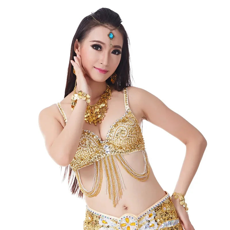 Belly Dance Costumes Senior Sexy Embroidery Tassel Beads Belly Dance Bra for Women Belly Dancing Bra Tops