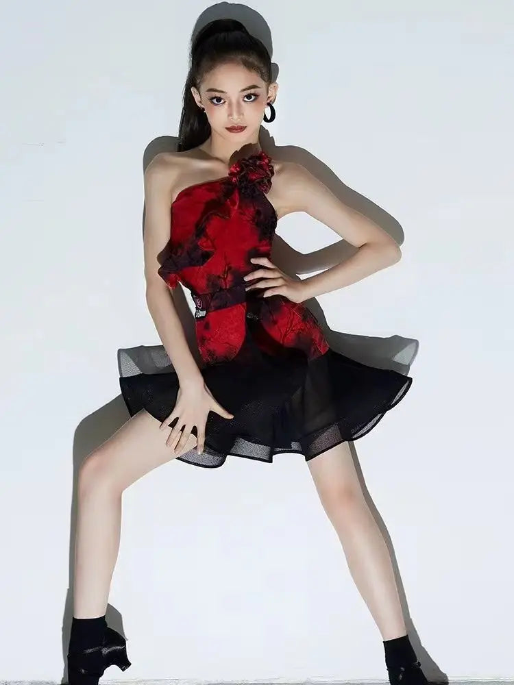 Cha Cha Rumba Tango Latin Dance Dress for Girls Samba Salsa Dancing Costume Kids Professional Competition Ballroom Dance Dresses