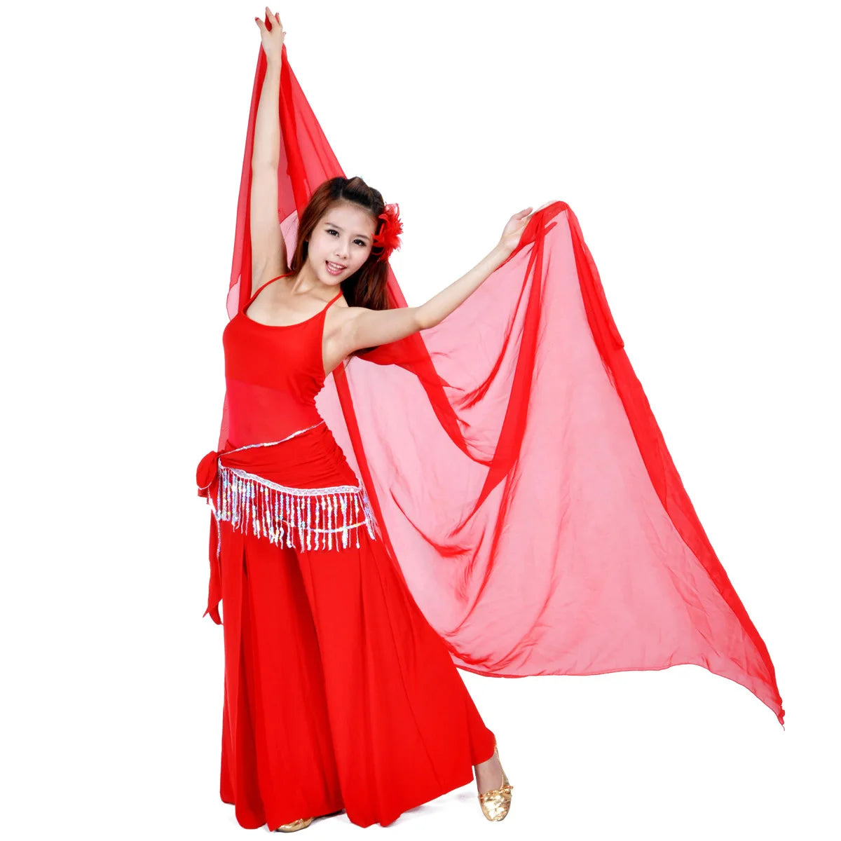 Chiffon performance dance pure color light texture veil shawl women's scarf clothing accessories belly dance veil 250cmx120cm