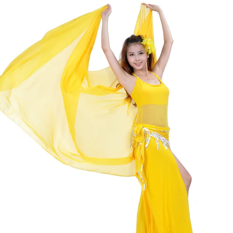 Chiffon performance dance pure color light texture veil shawl women's scarf clothing accessories belly dance veil 250cmx120cm