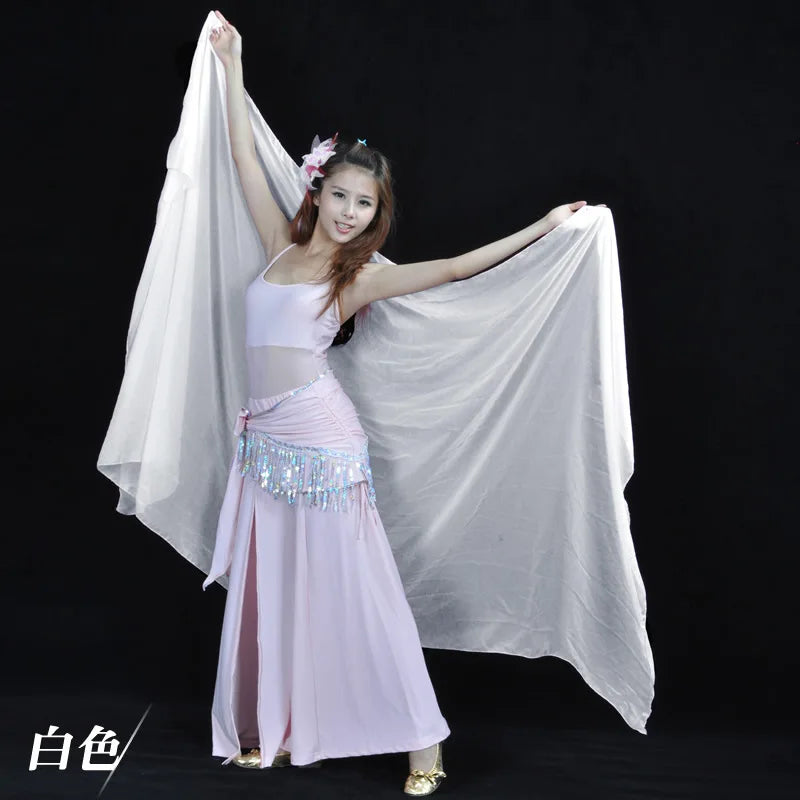 Chiffon performance dance pure color light texture veil shawl women's scarf clothing accessories belly dance veil 250cmx120cm