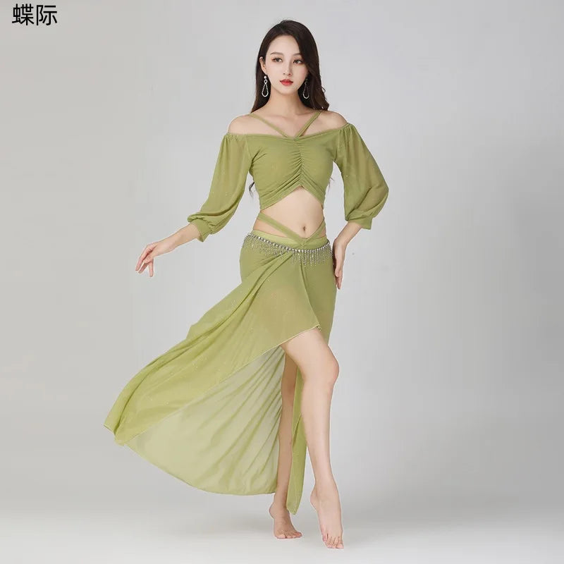 Dance Dress Practice Suit Belly Dance Practice Suit Large Mesh Sexy Performance Suit 2025 New Spring/summer Line Dance Costume
