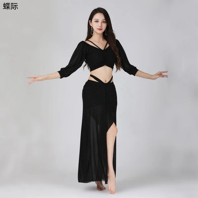 Dance Dress Practice Suit Belly Dance Practice Suit Large Mesh Sexy Performance Suit 2025 New Spring/summer Line Dance Costume
