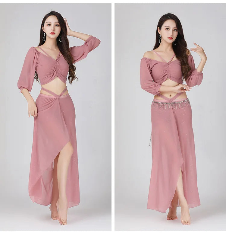 Dance Dress Practice Suit Belly Dance Practice Suit Large Mesh Sexy Performance Suit 2025 New Spring/summer Line Dance Costume