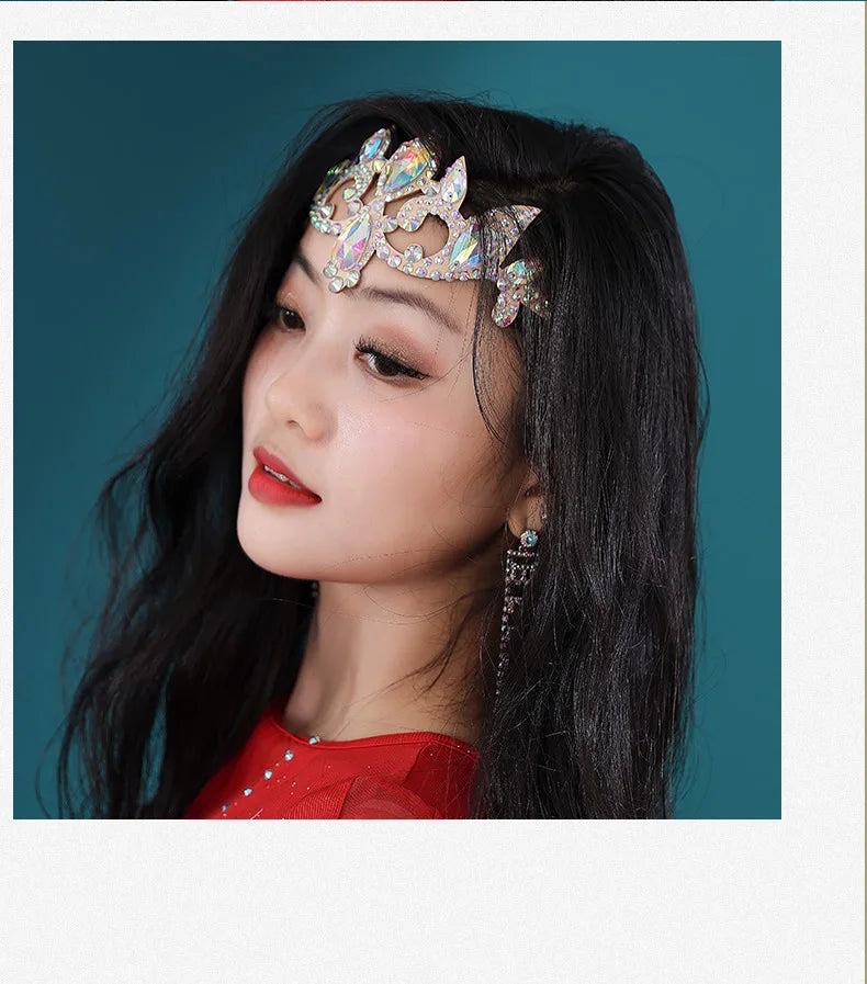 Handmade Crystal Rhinestone Beads Elastic Headband Hair Band Women Hair Jewelry Belly Dance Costume Accessory Colorful