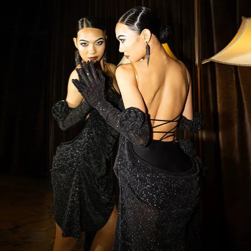 Latin Dance Dress for Women High End  Flower Sling Camisole Dress Chacha Tango Female Adult Stage Performance Professional Skirt