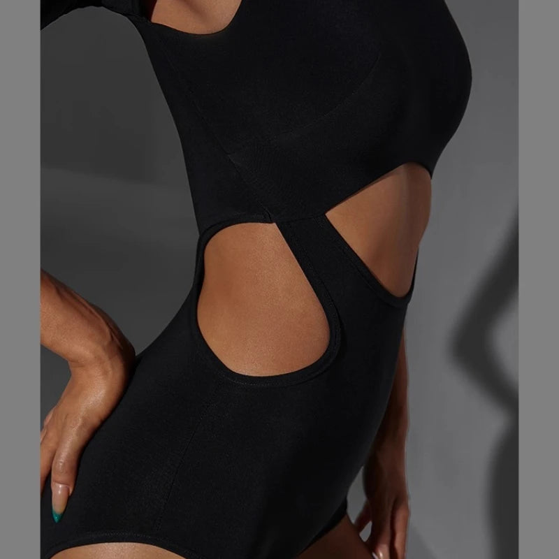 New Women Latin Dance Leotard Black Hollow Out Top Tassel Skirt Suit National Standard Dance Cha-cha Samba Training Set Costume