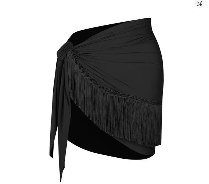 New Women Latin Dance Leotard Black Hollow Out Top Tassel Skirt Suit National Standard Dance Cha-cha Samba Training Set Costume