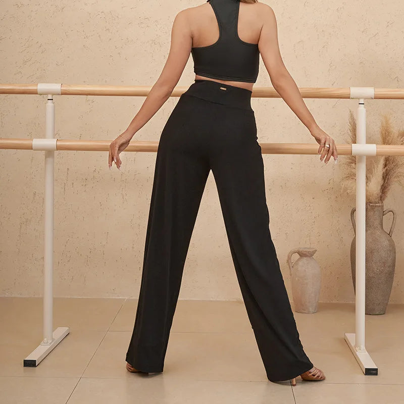 Professional Latin Dance Pants for Women Black Adult High Waist Girdle Feet Modern National Standard Dance Training Pants 2025