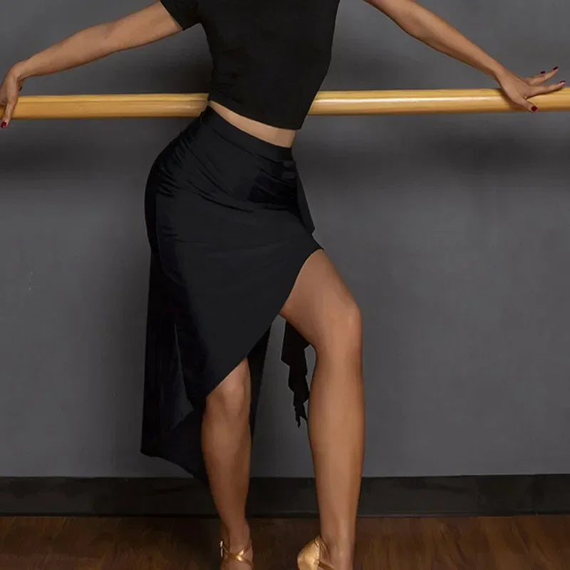 Black Latin Dance Tops Female Sexy Women Dance Costumes Standard Dance Dress Practice Clothes Jazz Competition Dresses Skirt Set