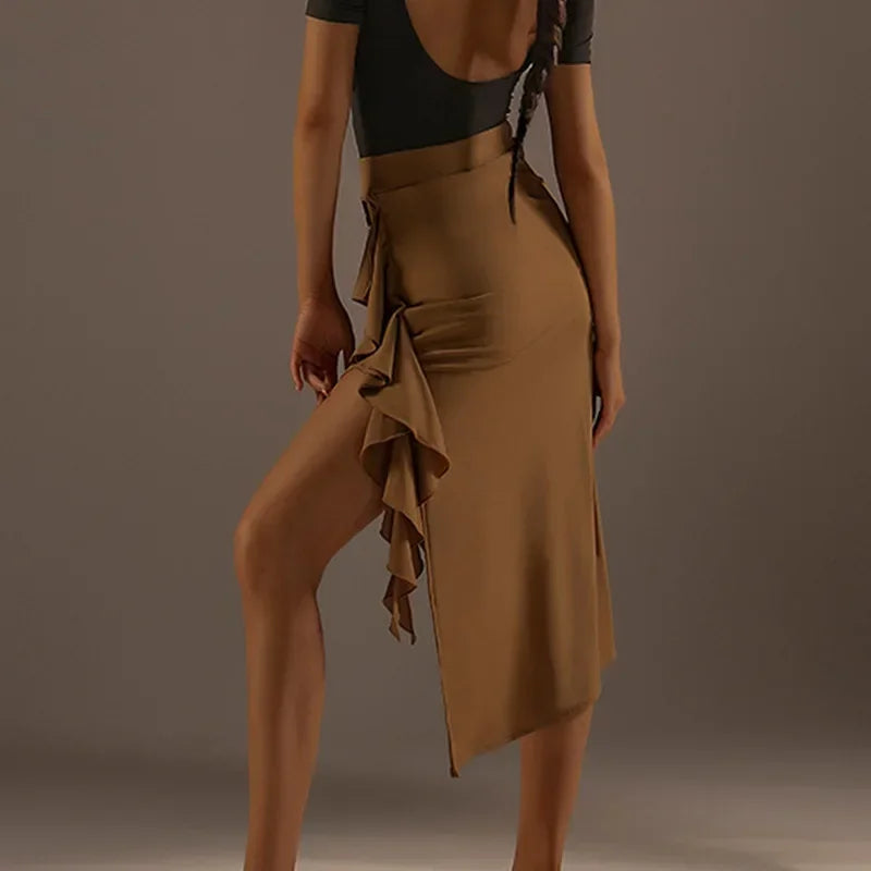 Black Latin Dance Tops Female Sexy Women Dance Costumes Standard Dance Dress Practice Clothes Jazz Competition Dresses Skirt Set