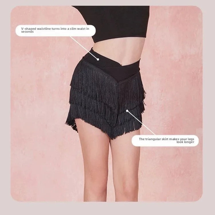 Summer Latin Dance Set Clothes for Grils Long Sleeves Tops Fringe Skirt Kids Cha Cha Rumba Samba Dance Practice Training Dress